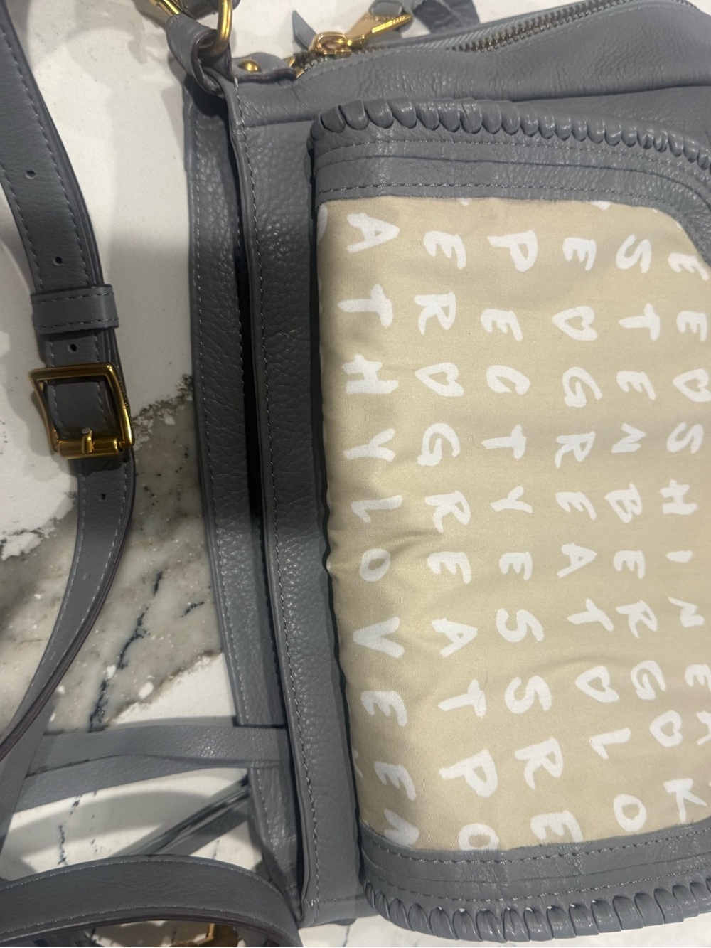 Aimee Kestenberg Gray Leather Braided Shoulder Bag with Gold Hardware - Picture 15 of 16